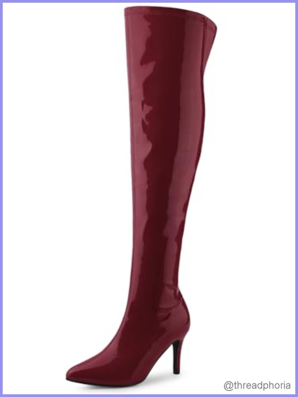 Patent Leather Stiletto Heel Over The Knee Boots, Pointed Toe, Size US
